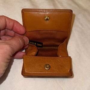 Vintage Tan Leather Snap Coin Case